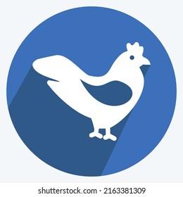 Icon Chicken. suitable for Garden symbol. long shadow style. simple design editable. design template vector. simple symbol illustration