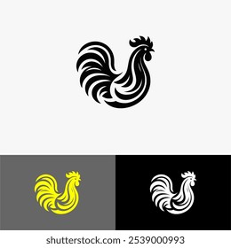 Icon chiken mascot silhouette vector black and white 