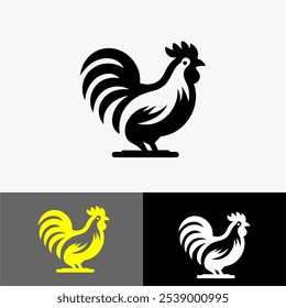 Icon chiken mascot silhouette vector black and white 