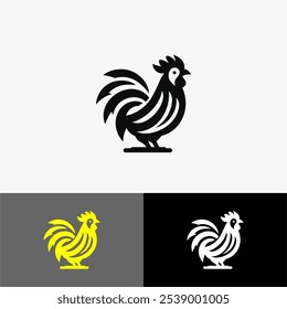 Icon chiken mascot silhouette vector black and white 