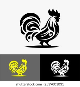 Icon chiken mascota silueta Vector blanco y negro 