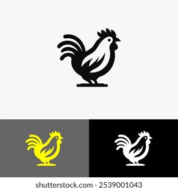 Icon chiken mascot silhouette vector black and white 
