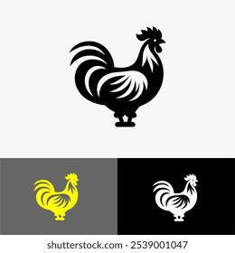 Icon chiken mascot silhouette vector black and white 
