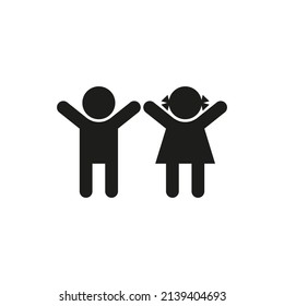 Icon of children. A boy and a girl. Pictogram. Simple flat vector illustration on a white background.