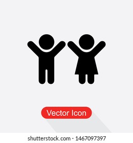 Icon children boy and girl. Vector illustration. EPS 10