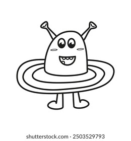 The icon of the children's character alien for books, coloring, games, clothes, advertising