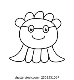The icon of the children's character octopus for books, coloring, games, clothes, advertising