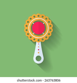 Icon of  children's rattle. Flat style
