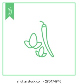 Icon of chili pepper with leaves