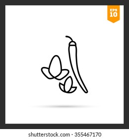 Icon of chili pepper with leaves