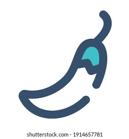 Icon Chilis mit ausgefülltem Zeilenstil und blauer Farbe