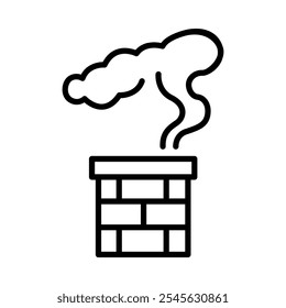 Icon of a chimney with smoke, symbolizing warmth and winter.