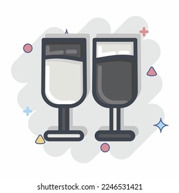 Icon Chin-chin. related to Valentine's Day symbol. Comic Style. simple design editable. simple illustration