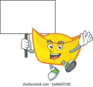 An icon of chinese gold ingot cartoon character style bring board