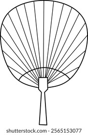 icon Chinese hand fan design, with various design shapes, with a hand drawn black outline style