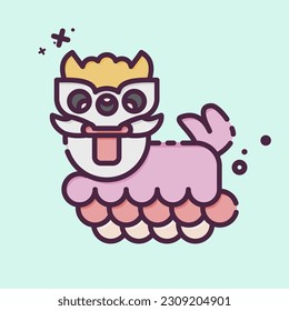 Icon Chinese Lion. related to Chinese New Year symbol. MBE style. simple design editable