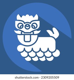 Icon Chinese Lion. related to Chinese New Year symbol. long shadow style. simple design editable