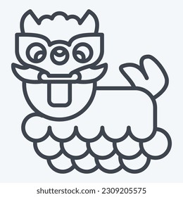 Icon Chinese Lion. related to Chinese New Year symbol. line style. simple design editable