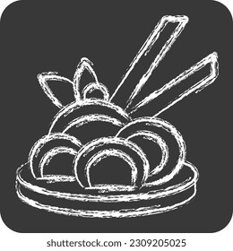 Icon Chinese Noodle. related to Chinese New Year symbol. chalk Style. simple design editable