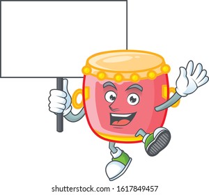 An icon of chinese red drum cartoon character style bring board