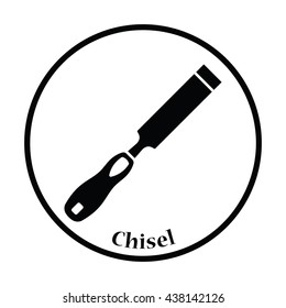 Icon of chisel. Thin circle design. Vector illustration.