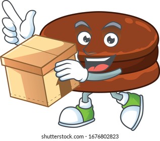 An icon of chocolate alfajor mascot design style with a box