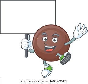 An icon of chocolate ball cartoon character style bring board