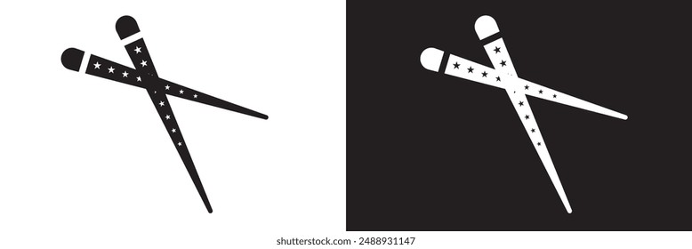 Icon chopstick japanese food, korea wood stick chinese sushi chop.  isolated on white and black background. vector . EPS 10