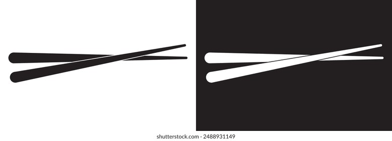 Icon chopstick japanese food, korea wood stick chinese sushi chop.  isolated on white and black background. vector . EPS 10