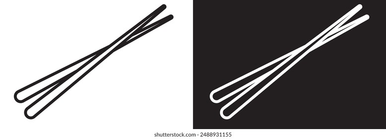 Icon chopstick japanese food, korea wood stick chinese sushi chop.  isolated on white and black background. vector . EPS 10