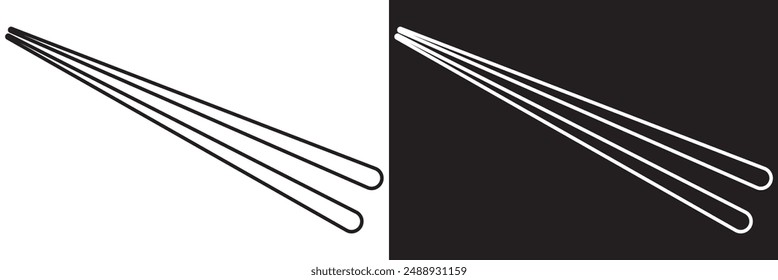 Icon chopstick japanese food, korea wood stick chinese sushi chop.  isolated on white and black background. vector . EPS 10