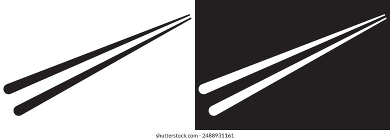 Icon chopstick japanese food, korea wood stick chinese sushi chop.  isolated on white and black background. vector . EPS 10