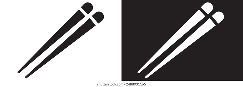 Icon chopstick japanese food, korea wood stick chinese sushi chop.  isolated on white and black background. vector . EPS 10