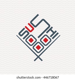 icon with chopsticks and sushi roll