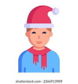 Eine Ikone des Weihnachtsjungen, flacher Vektorgrafik 