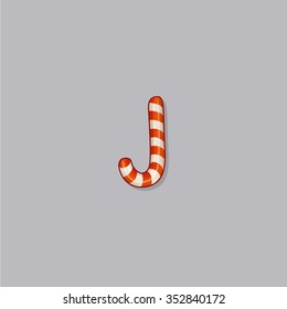  icon of christmas candy isolated on white illustration of a New Year's bright striped lollipop in the form of a stick, red and white shiny sweet, Christmas decoration. eps 10 print for t-shirt