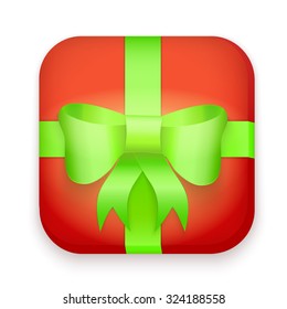 Icon of christmas gift boxes with bow and ribbon. Vector Illustration isolated on background.