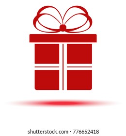 icon Christmas gift, red bow and ribbon beautiful on a white background. the surprise for the new year