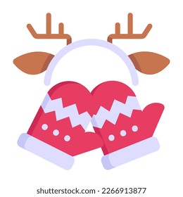 Icon of christmas gloves in flat modern style