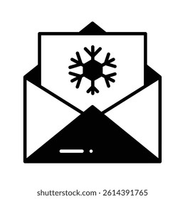 Icon of christmas letter, envelope with holiday card inside