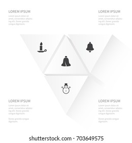 Icon Christmas Set Of Flame, Bell, Holiday And Other Vector Objects. Also Includes Flame, Broken, Candle Elements.