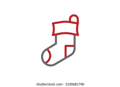 Icon  Christmas Sock Simple Design Vector Illustration .