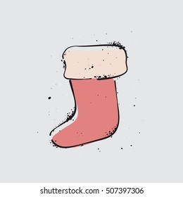 Icon christmas stocking. sock doodle. sock graphic. sock decoration. sock vector. sock symbol. sock logo. sock art. sock design. sock grunge