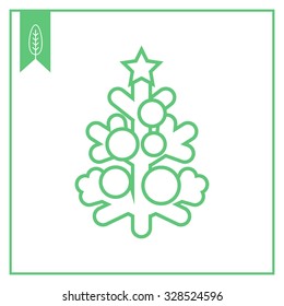 Icon of Christmas tree decorated with baubles and star on top