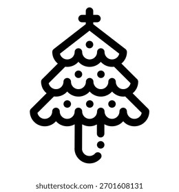 Icon Christmas tree With style line art
