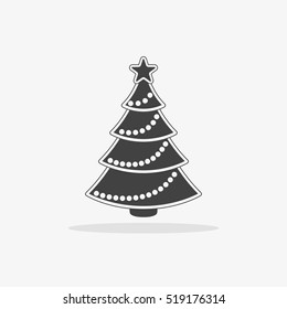 icon christmas tree vector star beads
