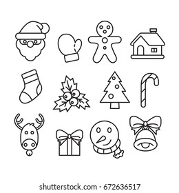 Set Holiday Line Art Icons Stock Vector (Royalty Free) 1808342587 ...