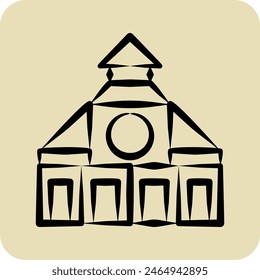 Icon Church. related to City symbol. hand drawn style. simple design illustration