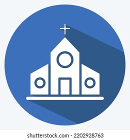 Icon Church. suitable for education symbol. long shadow style. simple design editable. design template vector. simple illustration