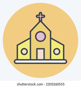 Icon Church. suitable for education symbol. color mate style. simple design editable. design template vector. simple illustration